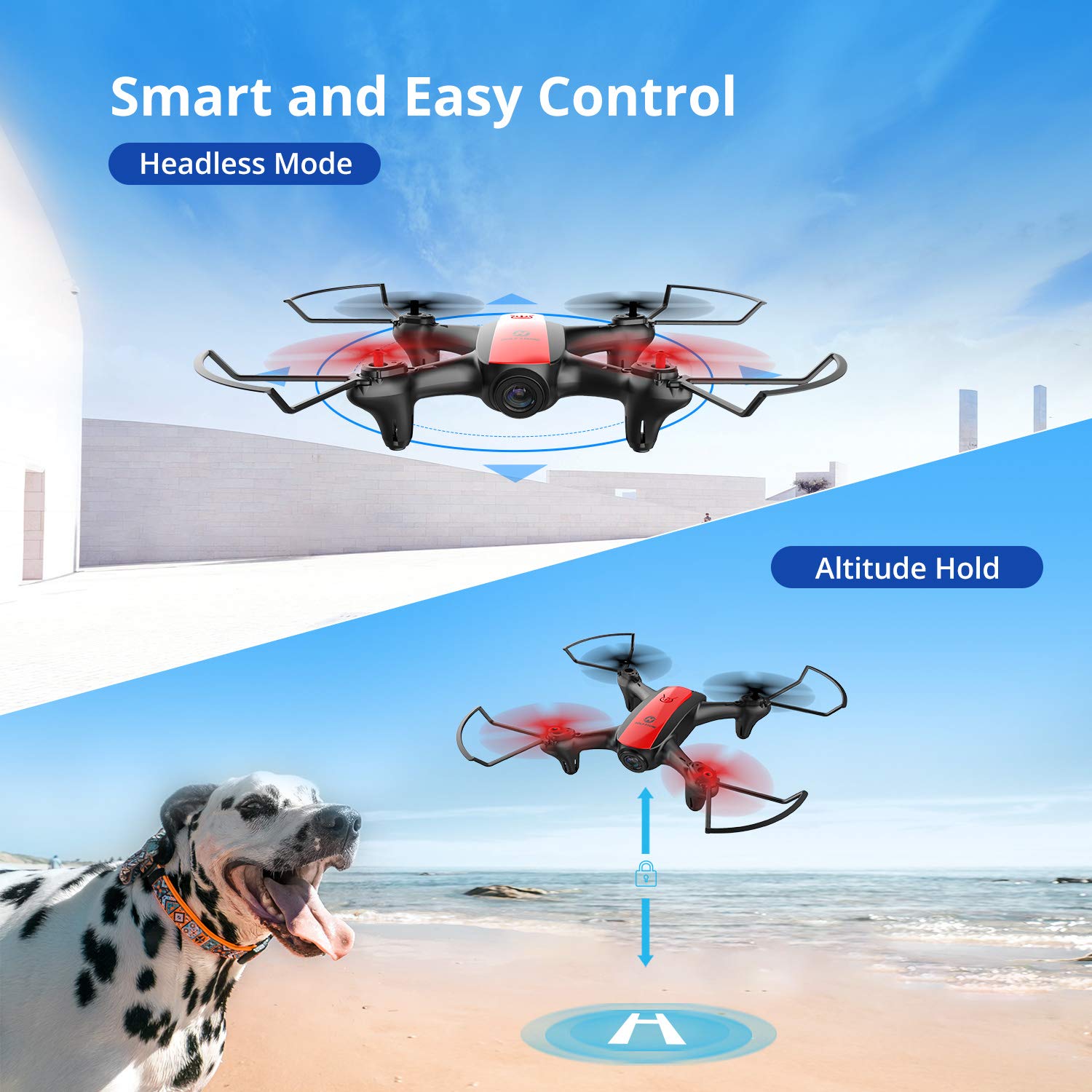 Holy Stone HS370 FPV Drone with Camera for Kids and Adults 720P HD WiFi Transmission One Key Start/Land 3D Flips 2 Modular Batteries RC Quadcopter for Beginners with Altitude Hold Draw Path 