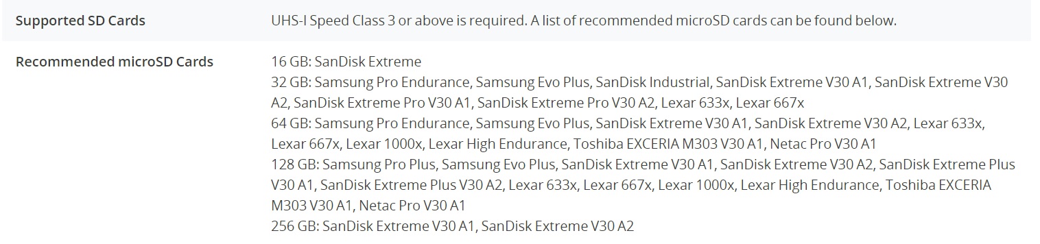 Recommended microSD Cards for DJI Mini2